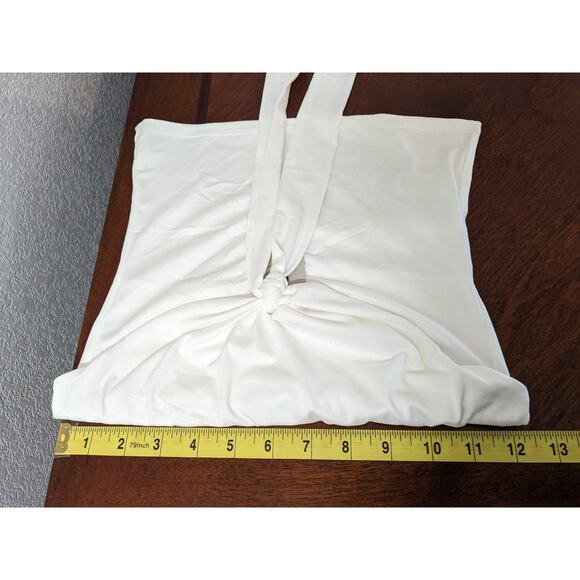 Gaze Dtla Halter Top XXS White Knot Front Elastic Open Back Layering T56210 Club - Picture 6 of 11